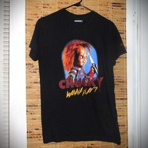 Official "Chucky - Wanna Play?" Black T-Shirt (Tag Size: S) Like New!